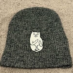 Rip n Dip Heather Gray Simple Beanie With Cat Logo Skater Unisex Size OS